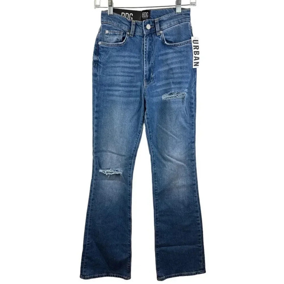 Urban Outfitters High Rise Ripped Flared Jeans Size 25 - Picture 3 of 15